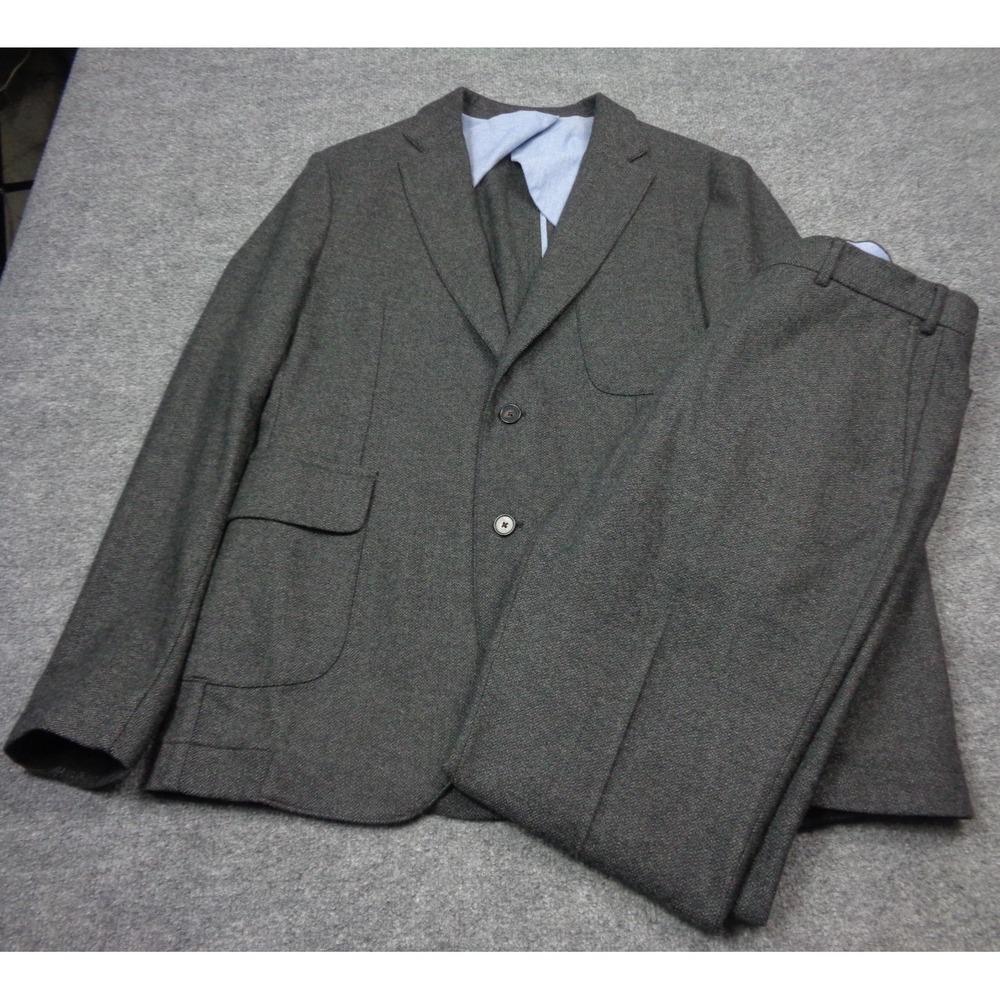Taylor Stitch The Telegraph Herringbone Suit 42R Mens Gray Jacket Trousers 32
